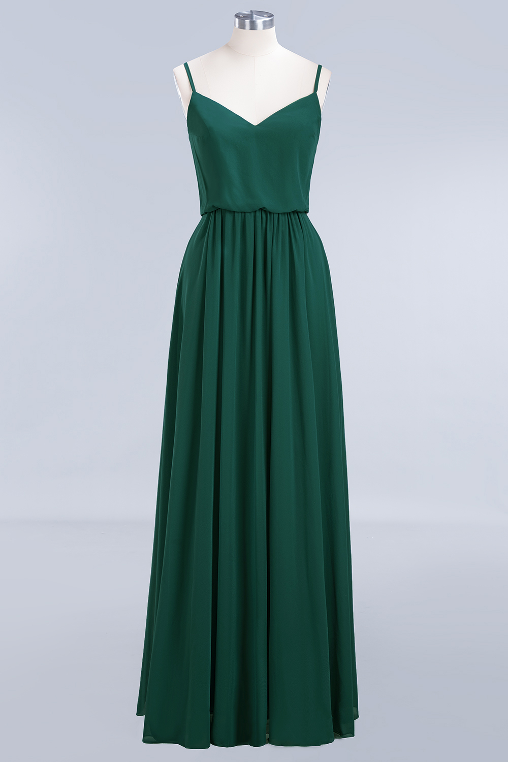 Fashion Dunkel Grün Lange Chiffon Brautjungfernkleider Günstige Kleider Für Brautjungfern