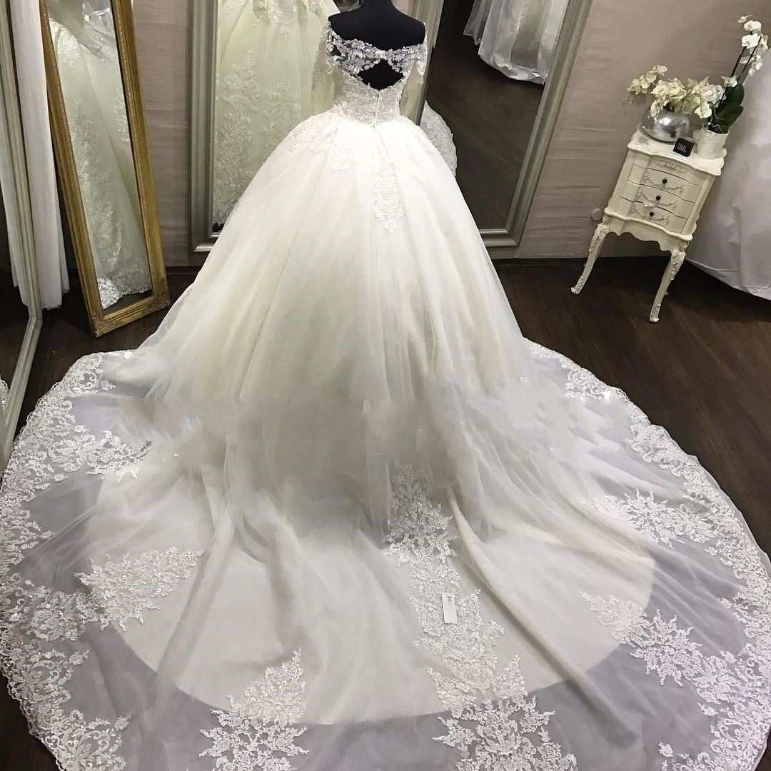 Luxury Brautkleider Spitze Mit Lange Ärmel Prinzessin Hochzeitskleider Günstig Online-Misshow.de
