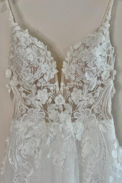 Schöne Brautkleider A-Linie Lang Hochzeitskleider mit Spitze