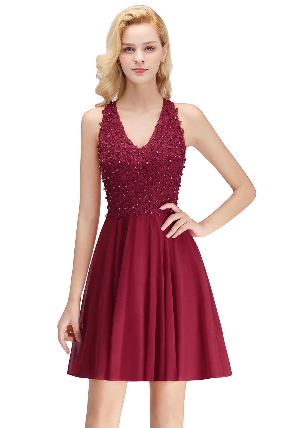 Mint Grün Chiffon Brautjungfernkleider mit Spitze Kleider Zur Hochzeit Unter50-Misshow.de