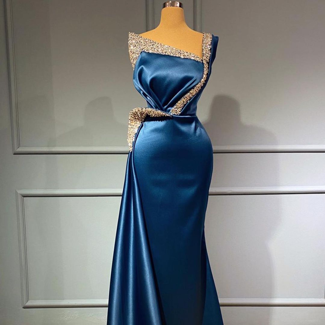 Elegante Abendkleider Lang Blau | Abiballkleider mit Glitzer