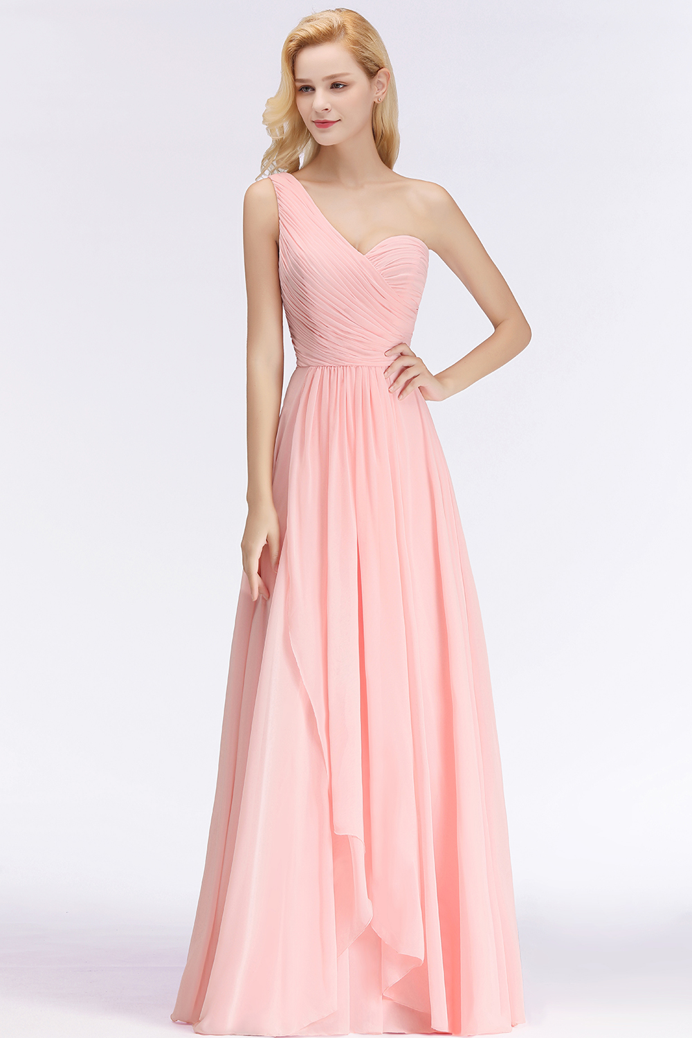 Elegante Rosa Brautjungfernkleider Günstig Chiffon Etuikleider Online-Misshow.de