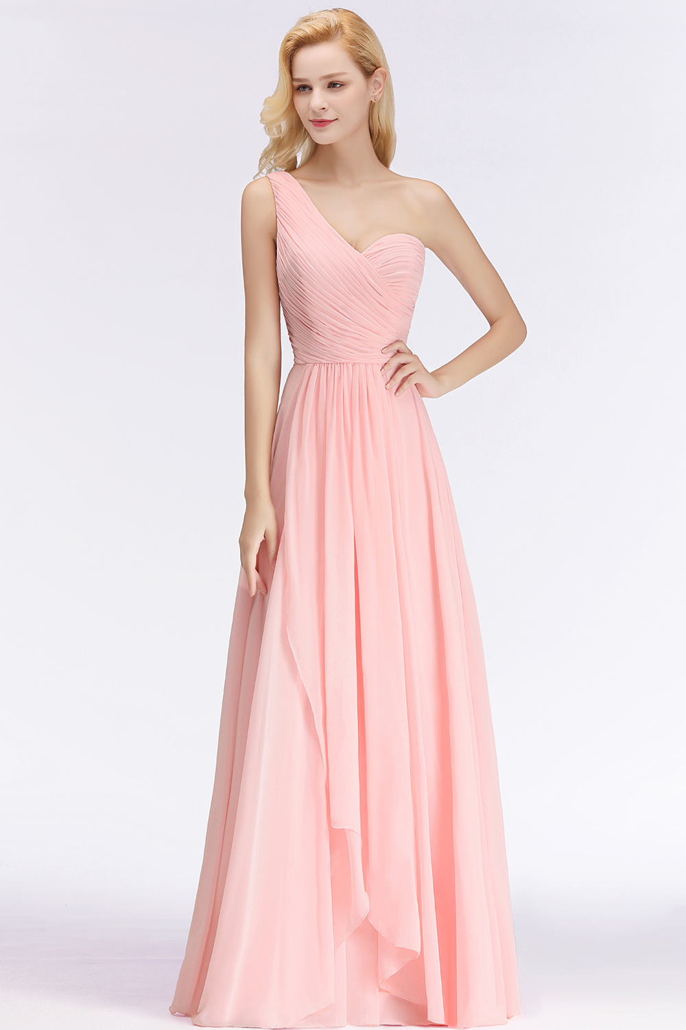 Elegante Rosa Brautjungfernkleider Günstig Chiffon Etuikleider Online