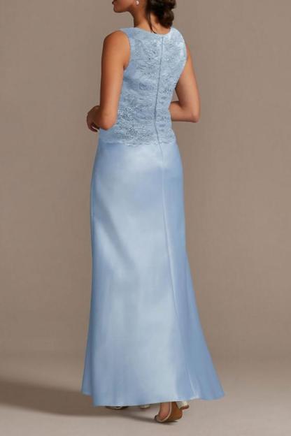Schöne Brautmutterkleider Lang Blau | Brautmutterkleid mit Jacke