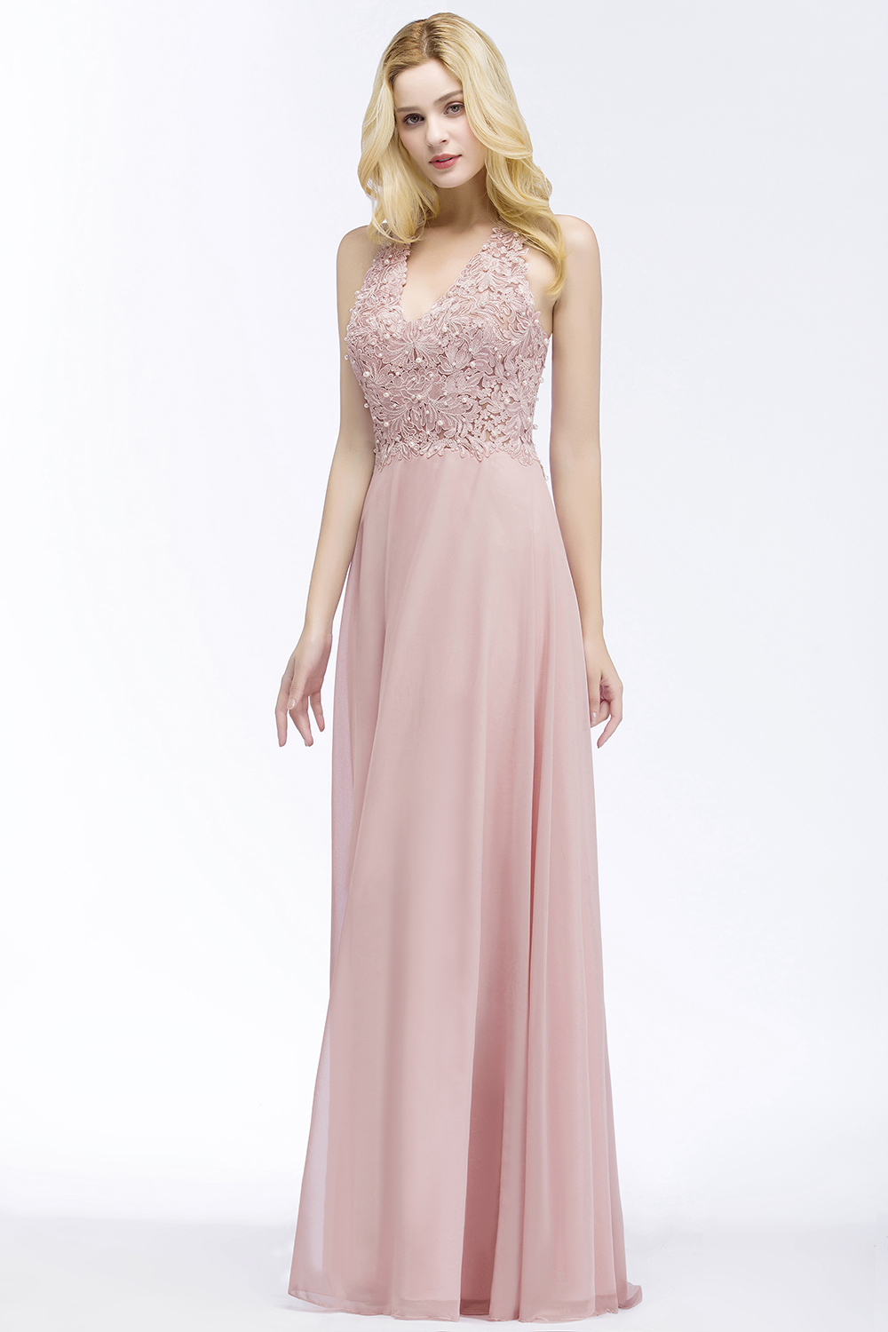 Schlichtes Abendkleid Lang Rosa | Abendmoden Online-Misshow.de