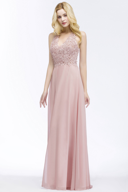 Schlichtes Abendkleid Lang Rosa | Abendmoden Online