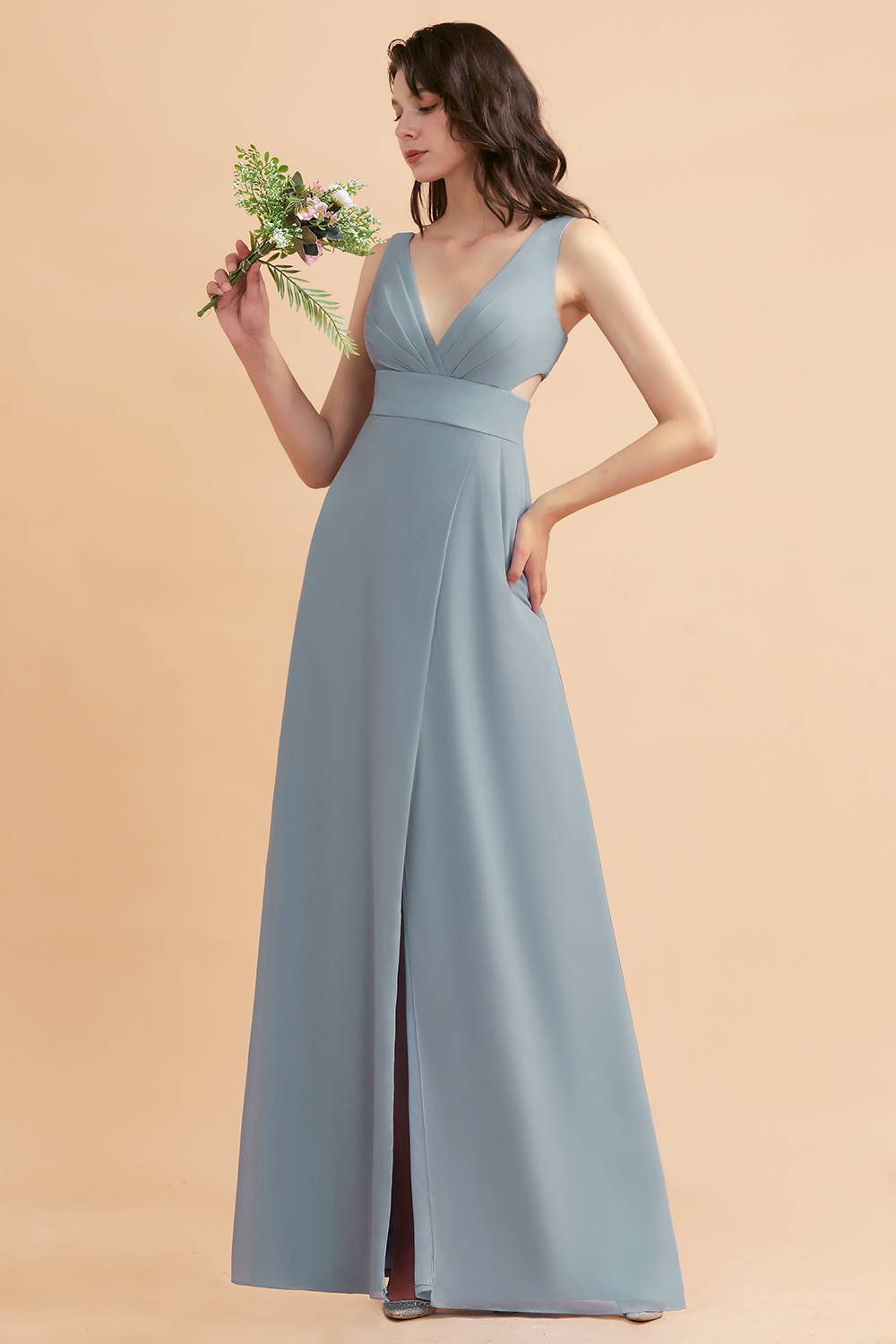 Brautjungfernkldier Grau | Chiffon Kleider für Brautjungfern