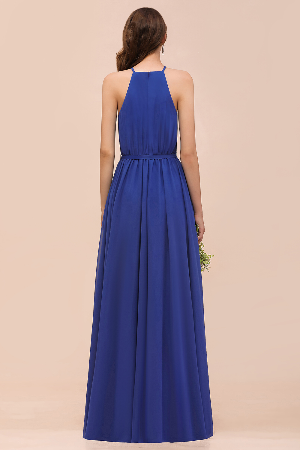 Royal Blaue Brautjungfernkleider Lang | Chiffon Kleider Günstig-Misshow.de