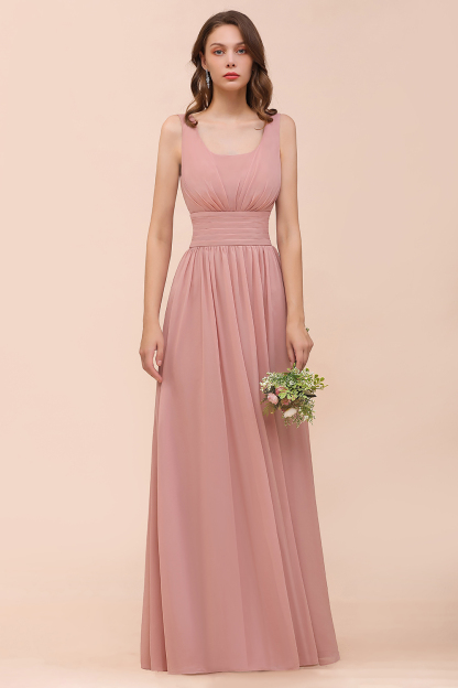 Brautjungfernkleider Lang Altrosa | Chiffon Hochzeitspartykleider