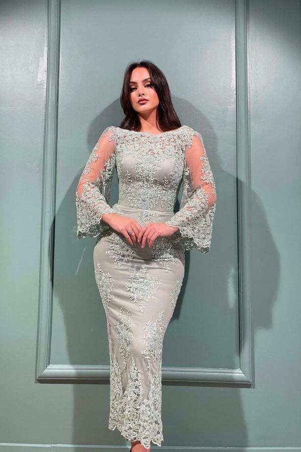 Designer Brautmutterkleider Kurz mit Ärmel | Spitze Brautmutterkleid