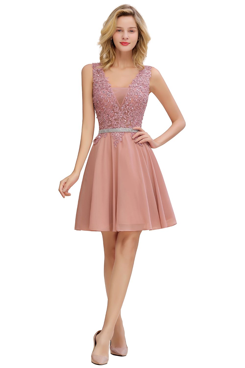 Cocktailkleid Rosa Kurz | Abendkleider Günstig Online-Misshow.de