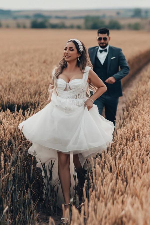 Wunderschöne A Linie Hochzeitskleider | Brautkleider mit Glitzer-Misshow.de
