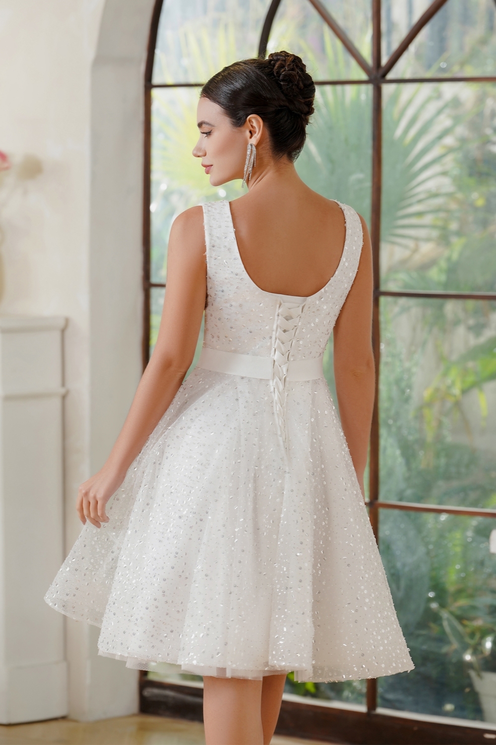 Schlichte Hochzeitskleider Kurz | Brautkleider A Linie Glitzer