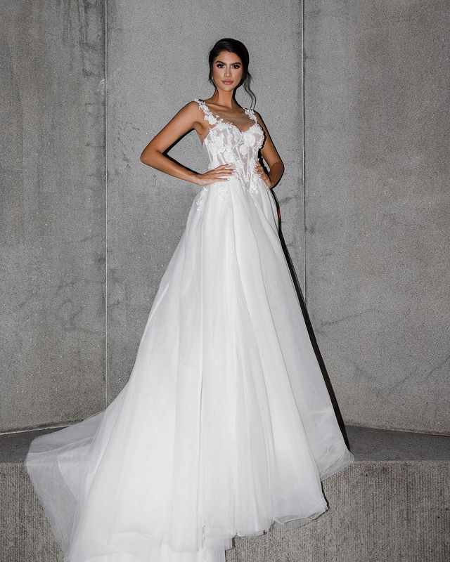 Modern Hochzeitskleider A Linie | Brautkleider mit Spitze-Misshow.de