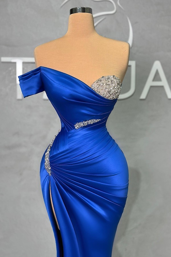 Elegante Abendkleider Lang Glitzer | König Blau Abiballkleider Günstig
