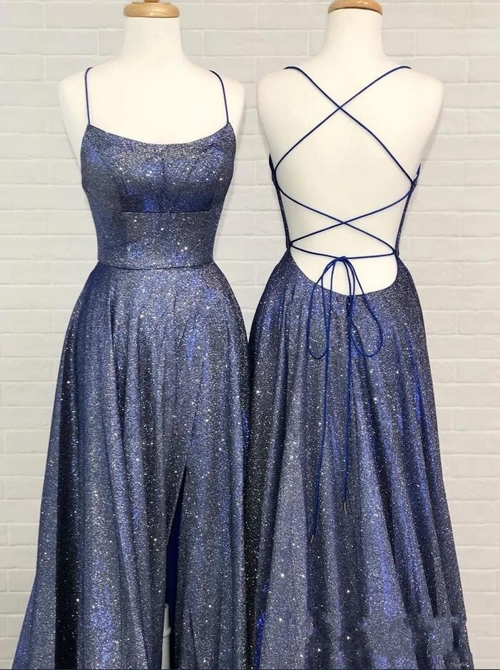 Abiballkleider Lang Glitzer | Abendkleider Blau-Misshow.de