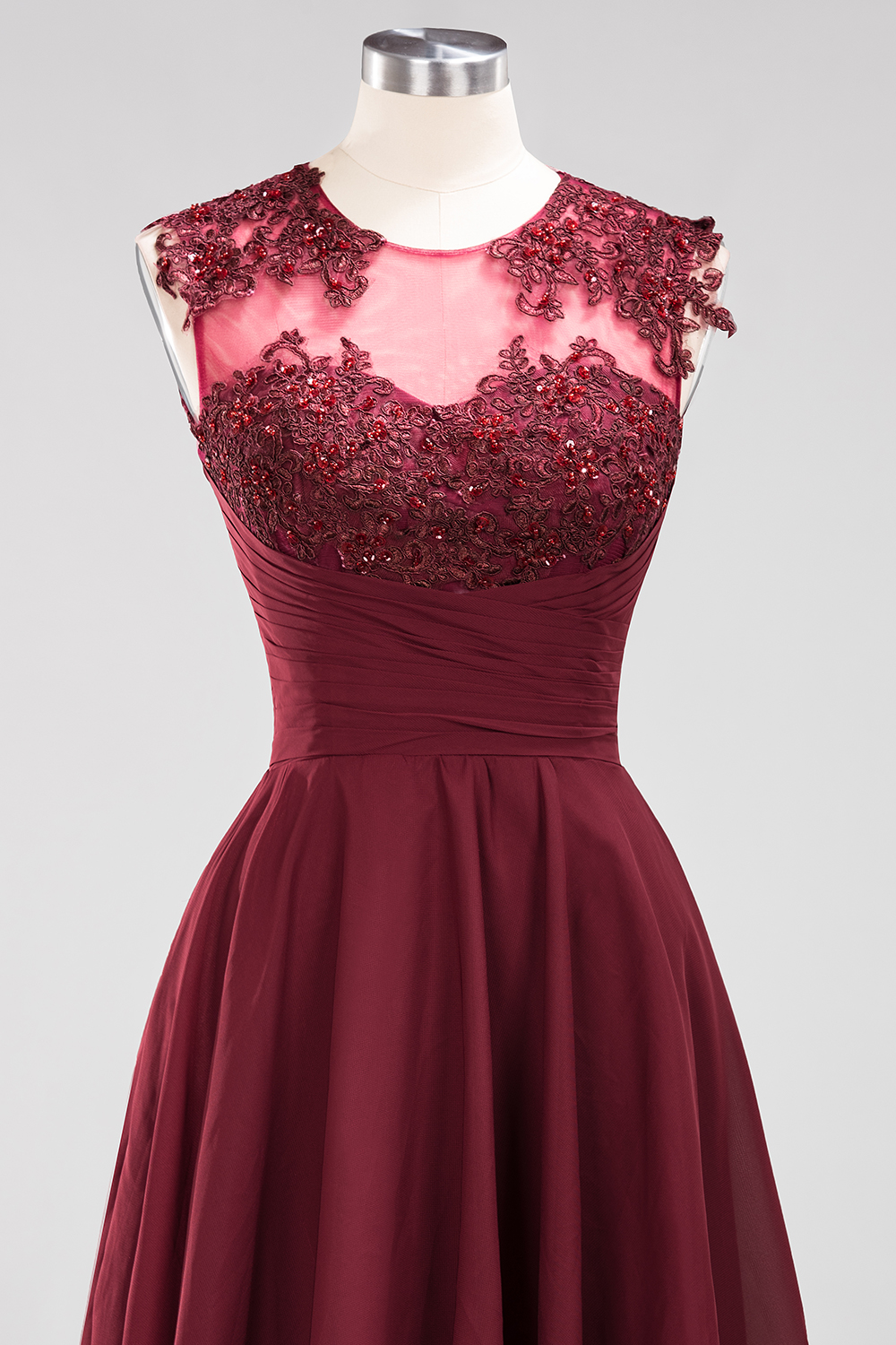 Schlichtes Abendkleid Weinrot | Cocktailkleider Kurz-Misshow.de