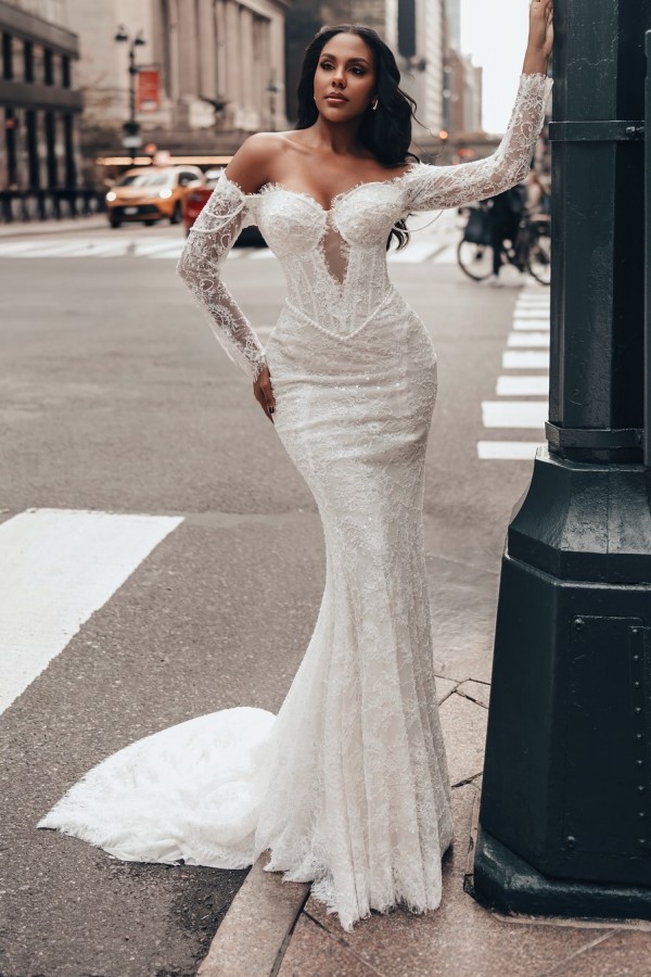 Vintage Hochzeitskleider Spitze Meerjungfrau Stil Brautkleider mit Ärmel