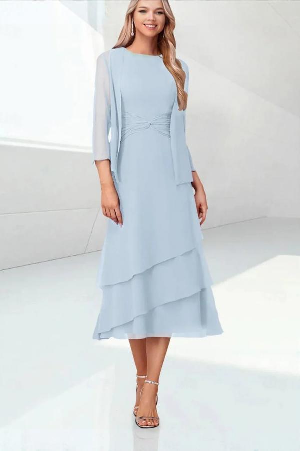 Summer Brautmutterkleider Himmel Blau Chiffon Kleider Für Brautmutter