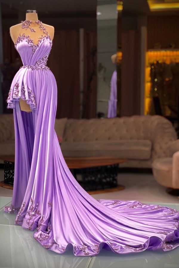 Lila Abendkleider Lang Glitzer Hi-lo Cocktailkleider Partykleider Online-Misshow.de