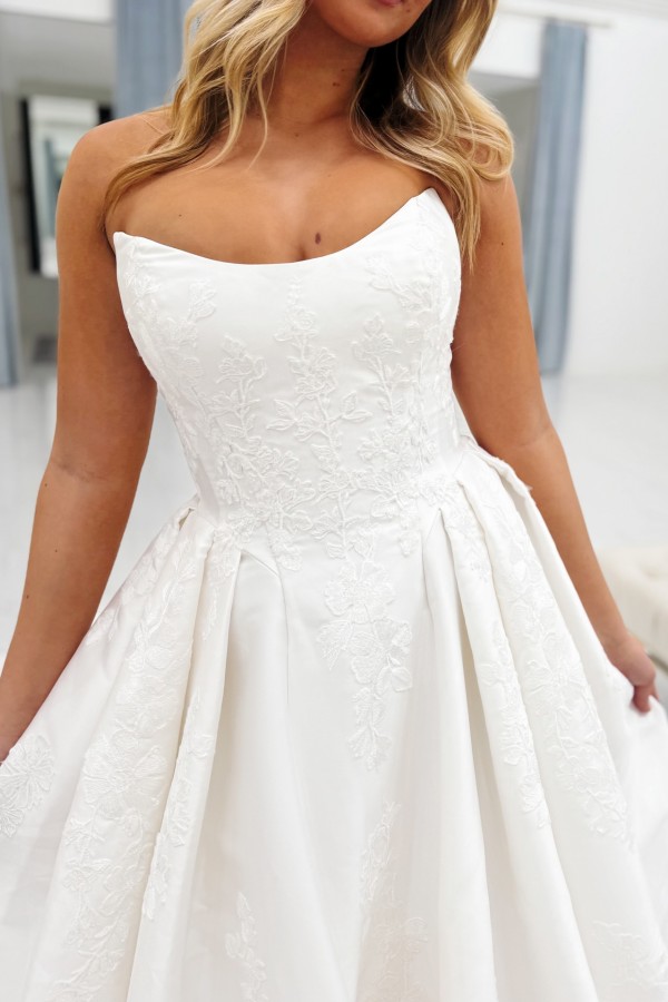 Satin Hochzeitskleider A Linie Schlichte Brautkleider Brautmoden Günstig-Misshow.de