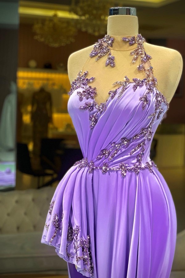 Lila Abendkleider Lang Glitzer Hi-lo Cocktailkleider Partykleider Online-Misshow.de