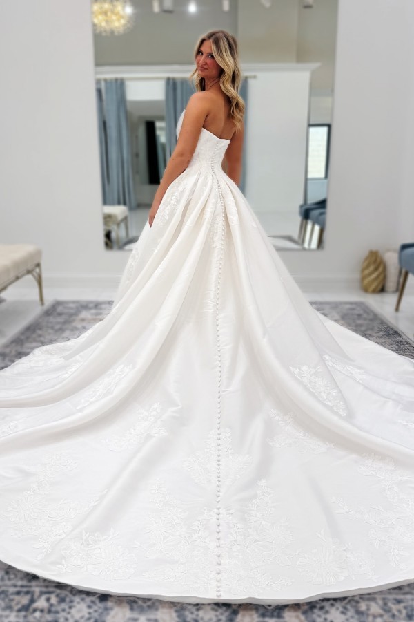 Satin Hochzeitskleider A Linie Schlichte Brautkleider Brautmoden Günstig-Misshow.de