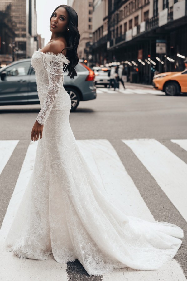 Vintage Hochzeitskleider Spitze Meerjungfrau Stil Brautkleider mit Ärmel