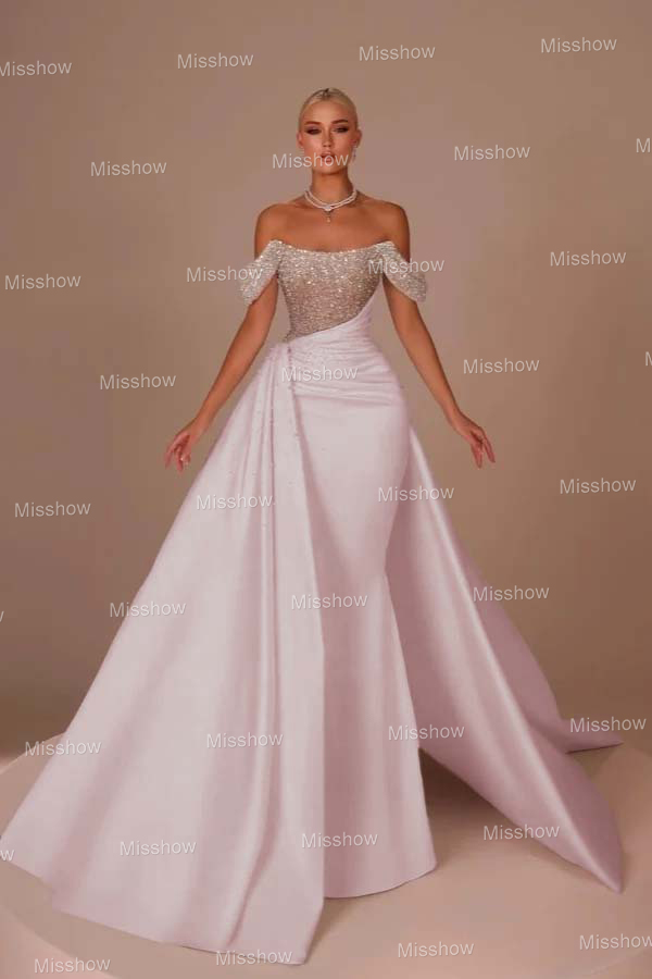 Neue Hochzeitskleider A Linie Satin Brautkleider mit Glitzer