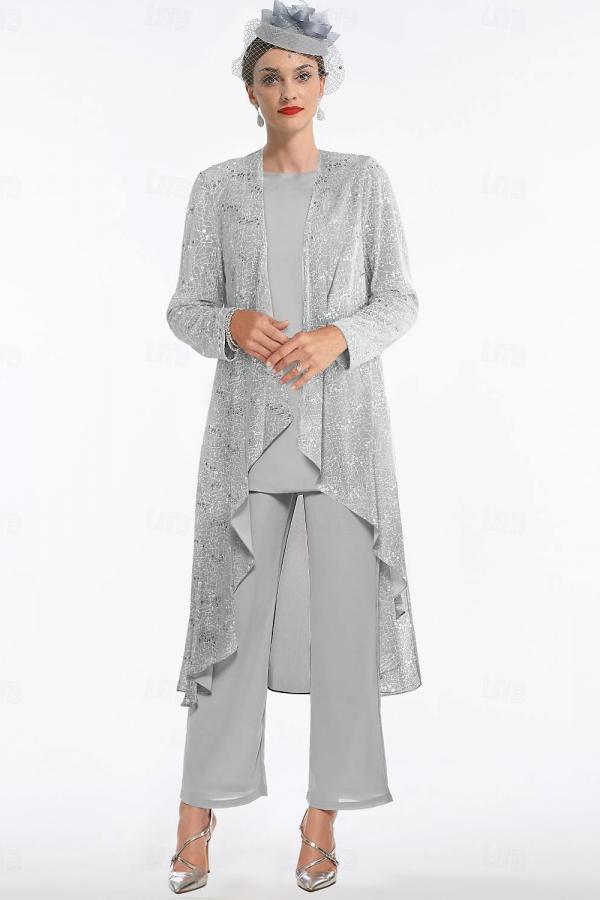 Silber Brautmutter Hosenanzug Festliche Hosenanzüge Brautmutterkleider Mit Jacket