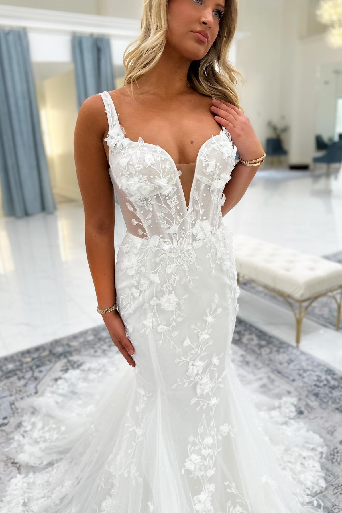 Designer Hochzeitskleider Meerjungdrau Stil Brautkleider Spitze Online-Misshow.de