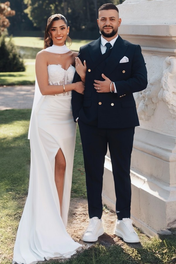 Schlichte  Brautkleider Meerjungfrau Stain Hochzeitskleider mit Spitze