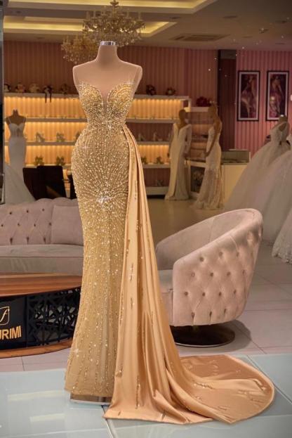 Luxus Abendkleider mit Glitzer Abiballkleider Gold