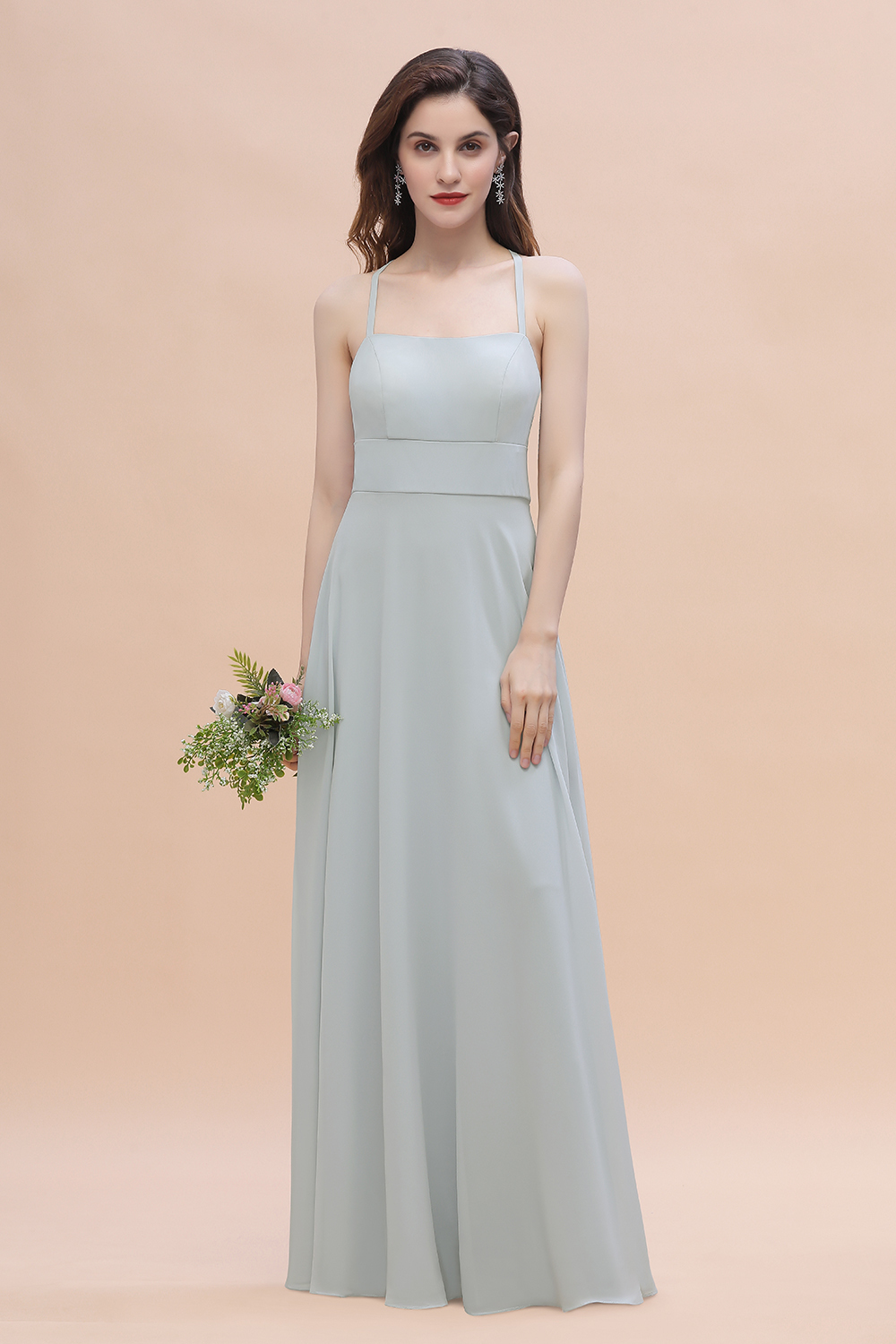 Brautjungfernkleider Lang Mint | Chiffon Kleider Günstig