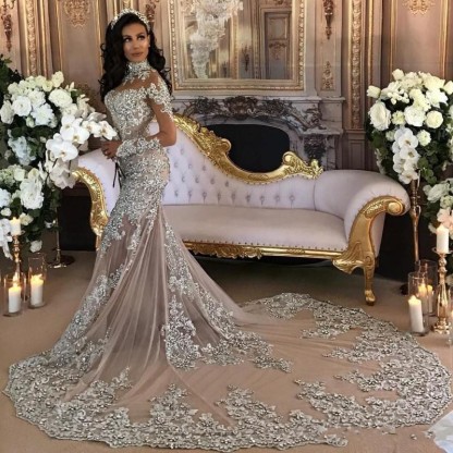 Luxury Brautkleider Mit Ärmel Meerjungfrau Hochzeitskleider Günstig Online Kaufen