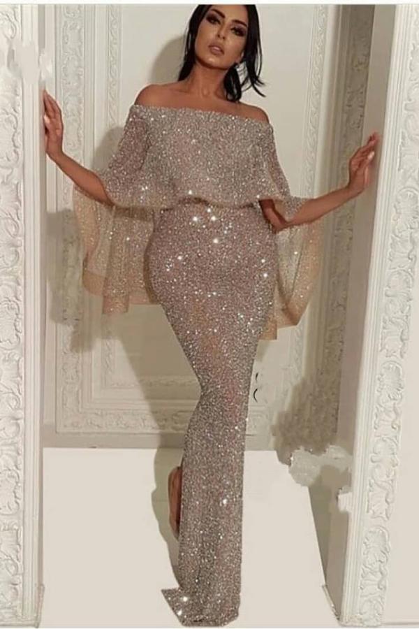 Elegante Abendkleider Mit Glitzer | Abiballkleid Lang Günstig Online