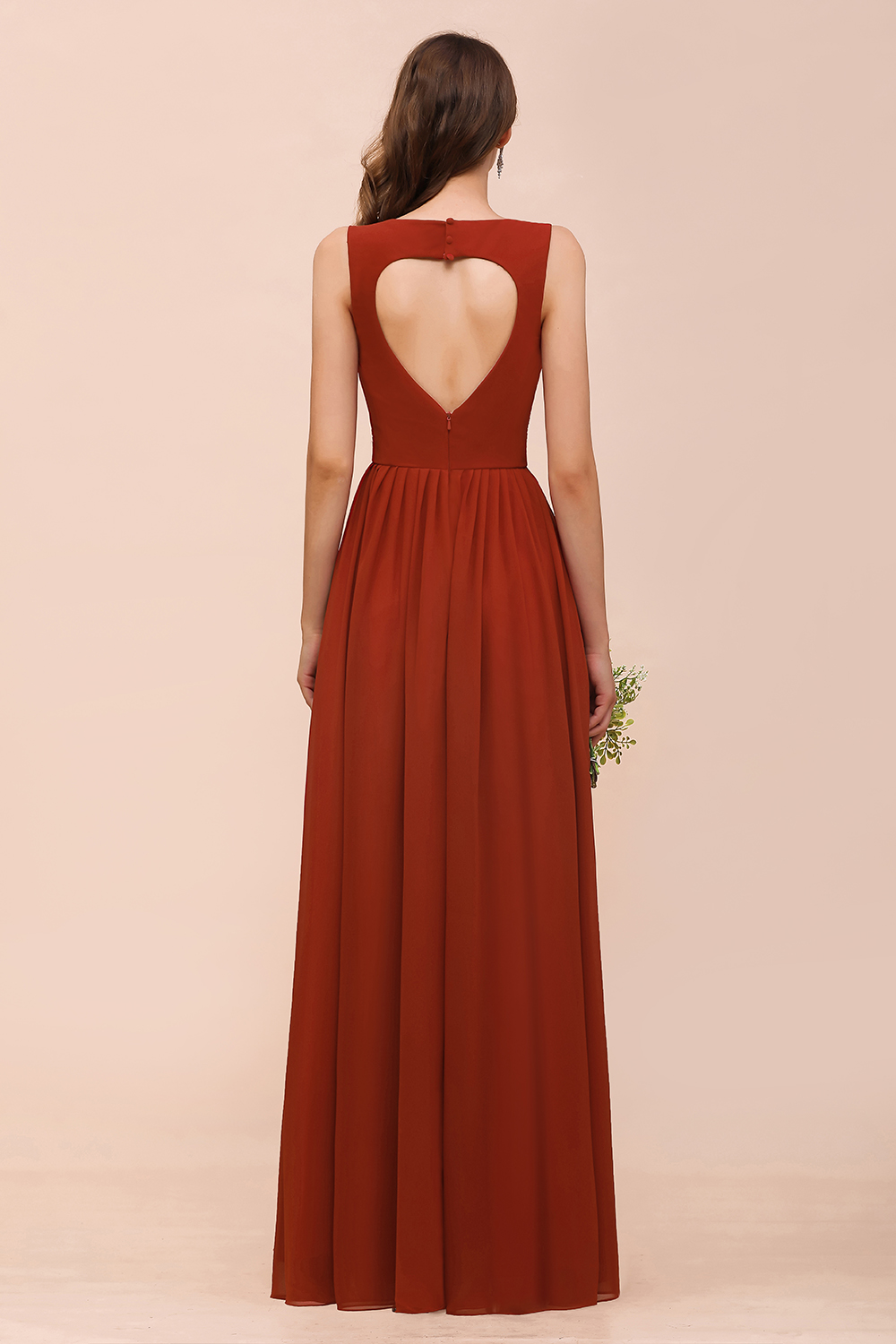 Brautjungfernkleider Lang Rot | Chiffon Kleider Hochzeitspartykleider-Misshow.de