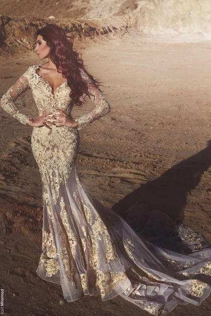 Designer Hochzeitskleider Spitze Lang Ärmel Meerjungfrau Brautkleider Günstig Kaufen