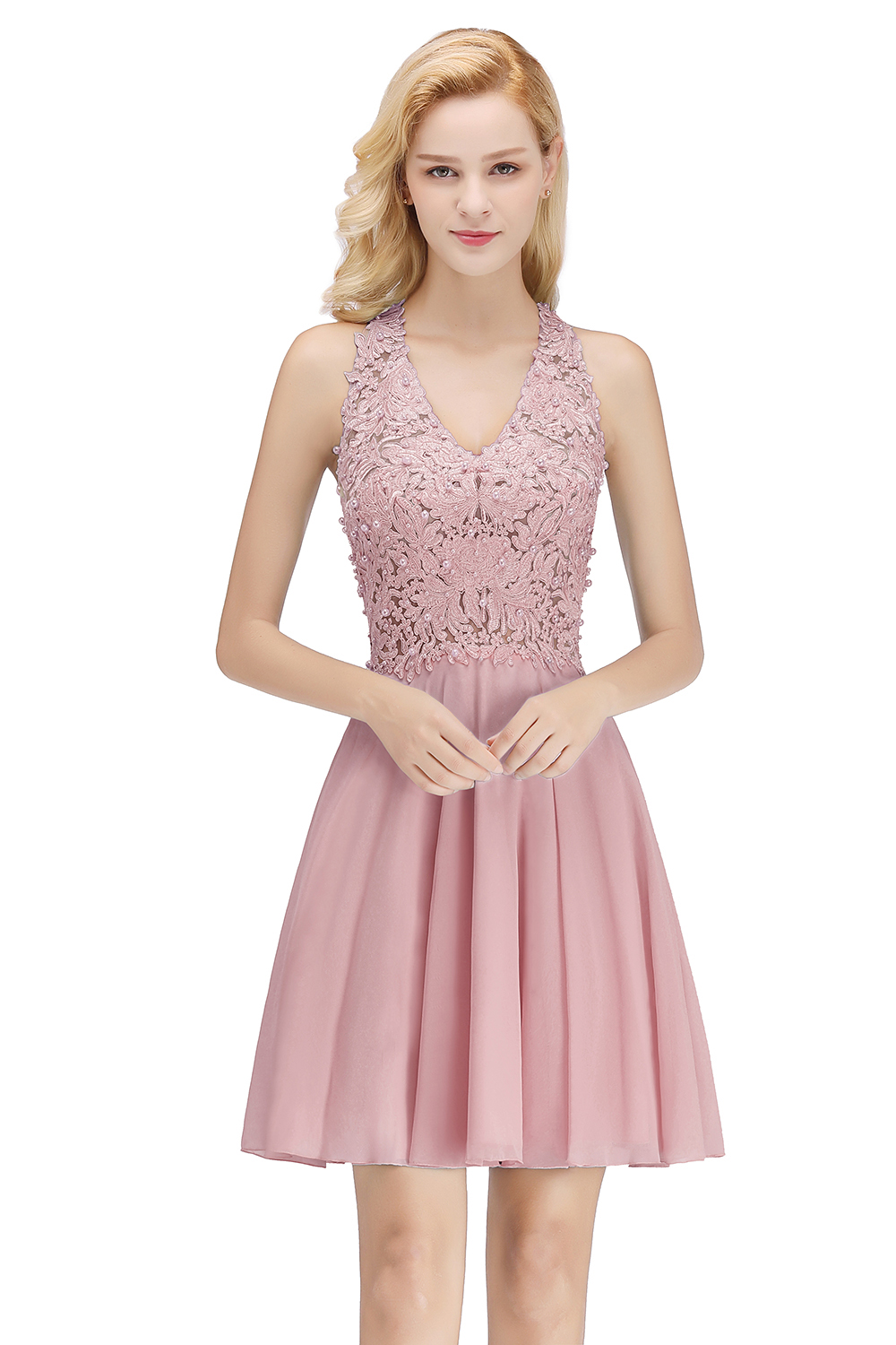 Mint Grün Chiffon Brautjungfernkleider mit Spitze Kleider Zur Hochzeit Unter50-Misshow.de