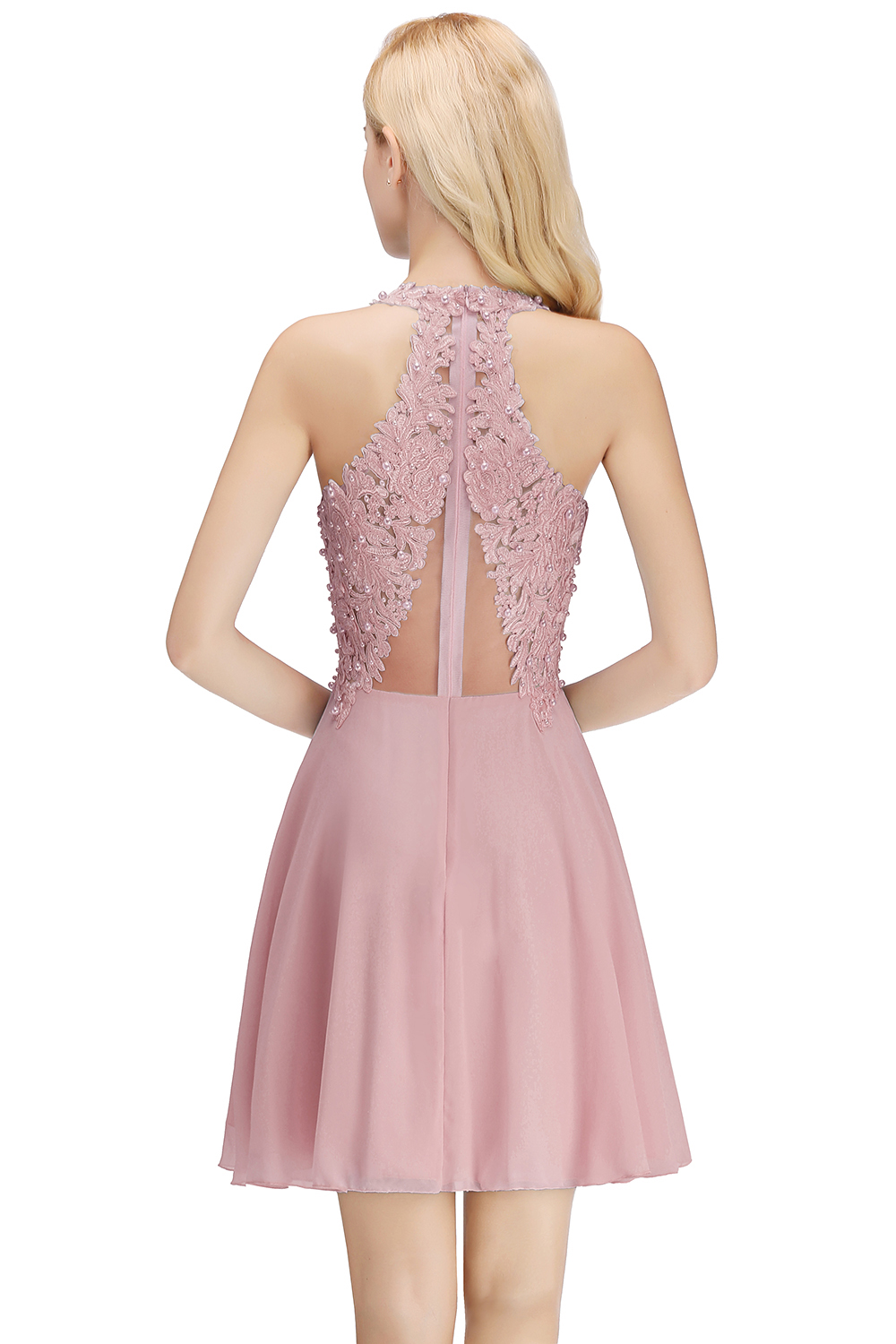 Mint Grün Chiffon Brautjungfernkleider mit Spitze Kleider Zur Hochzeit Unter50-Misshow.de