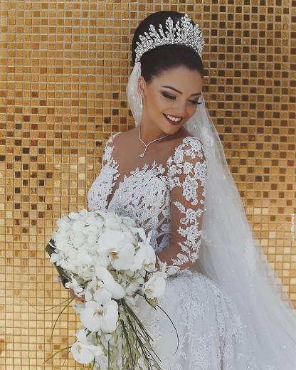 Luxus Brautkleider Mit Ärmel | Hochzeitskleider Meerjungfrau Spitze