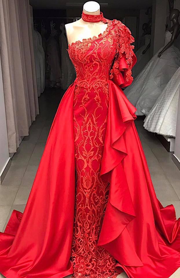 Elegante Rote Abendkleider Lang Günstig | Abendkleid mit Spitze