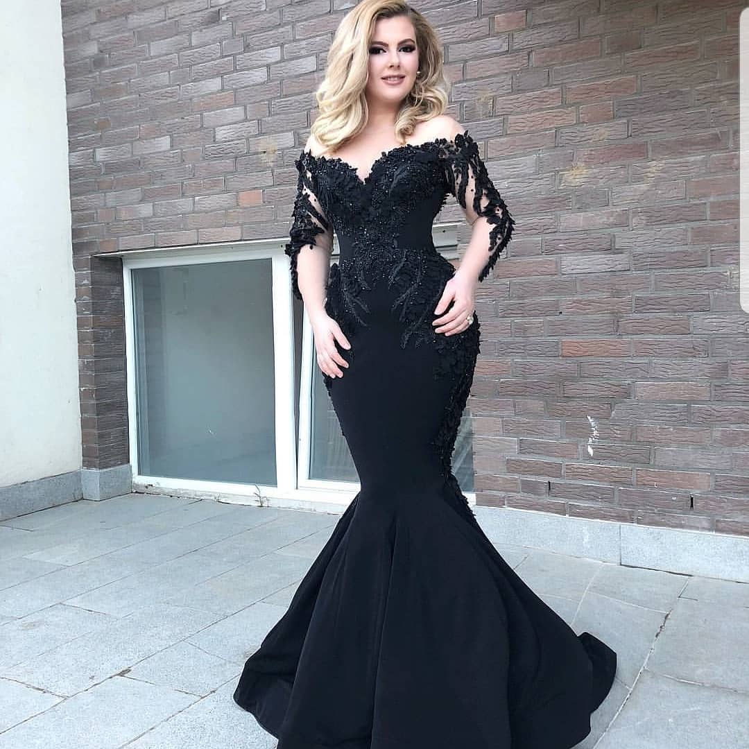 Designer Abendkleid Mit Ärmel | Schwarze Abendkleider Lang Günstig-Misshow.de
