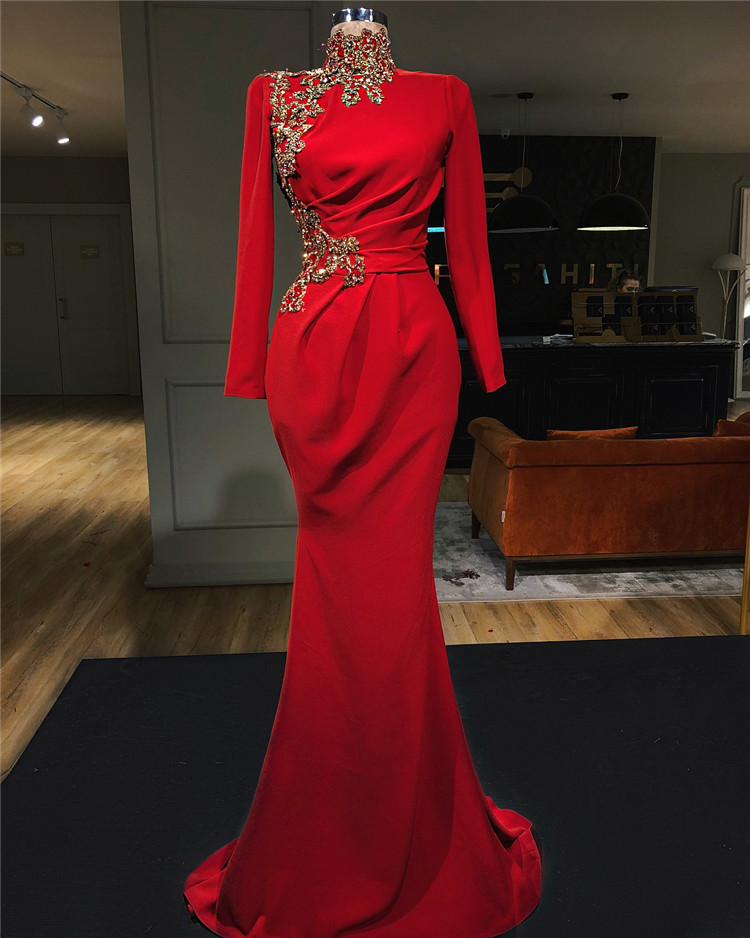 Abendkleid Rot Lang Günstig | Abendkleider mit Ärmel-Misshow.de