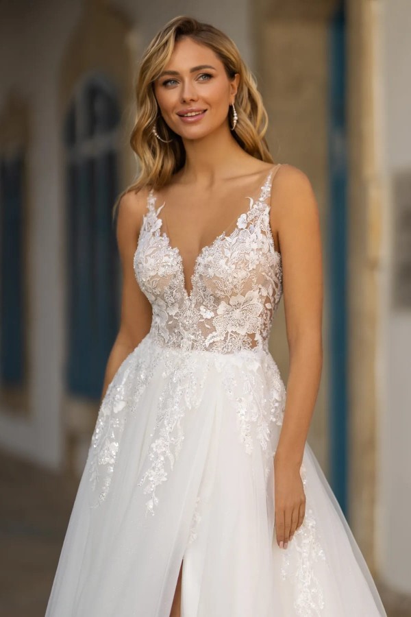 Boho Standesamt Hochzeitskleider V Ausschnitt A Linie Brautkleider