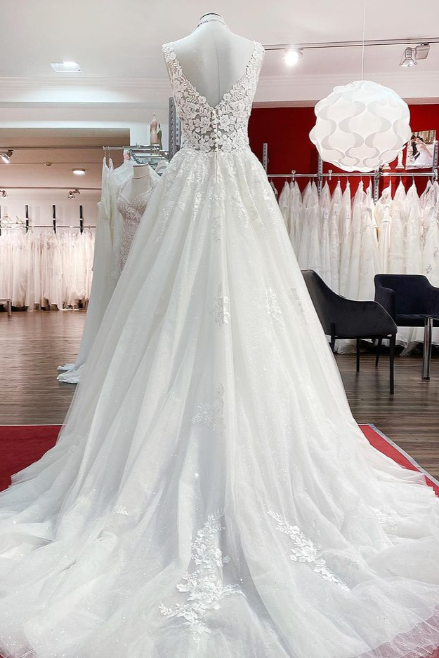Sexy Hochzeitskleider V Ausschnitt | Brautkleider A Linie Spitze