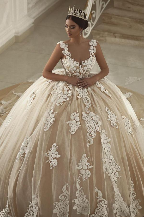 Extravegante Brautkleider Prinzessin l Designer Hochzetiskleider Spitze