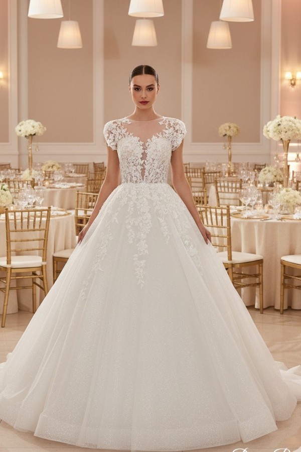 Elegante Hochzeitskleider A Linie Mit Spitze Tüll Brautkleider Online