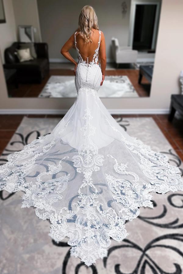 Schöne Brautkleider Meerjungfrau Stil | Hochzeitskleider mit Spitze-Misshow.de
