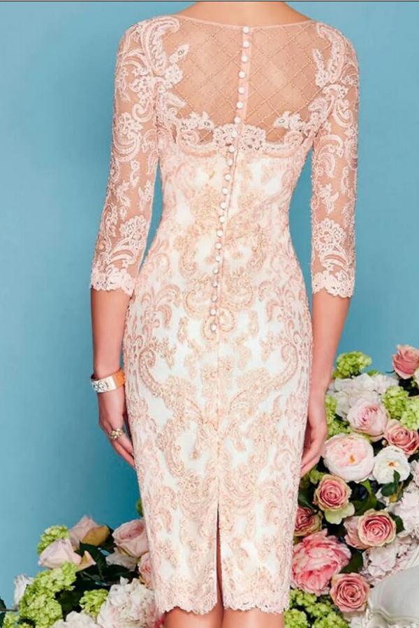 Designer Brautmutterkleider Rosa | 2 Teilige Spitze Kleider Brautmutter